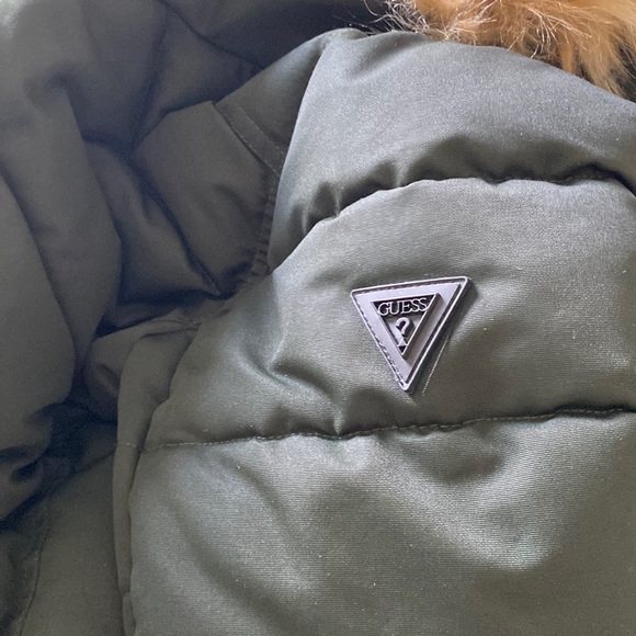 Guess Olive Green Puffer Parka Coat - Picture 14 of 15